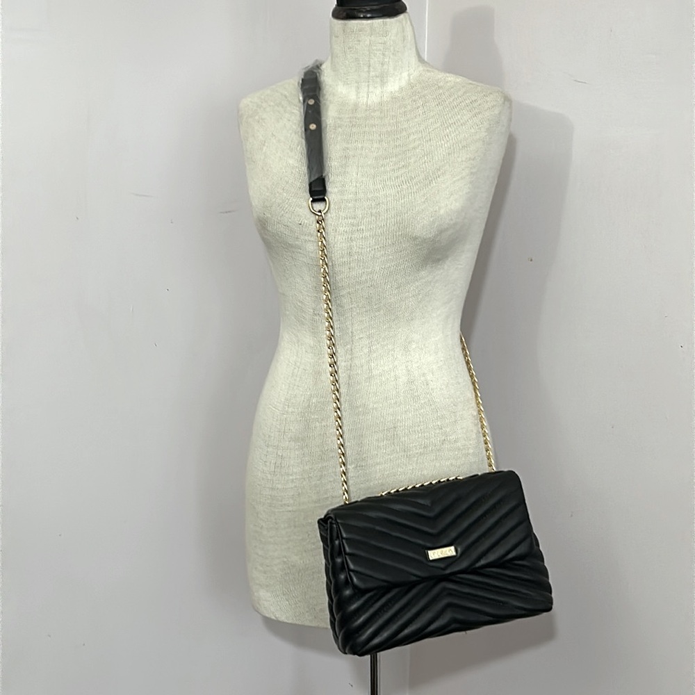 Quilted Vegan Leather Adjustable Chain Strap Crossbody